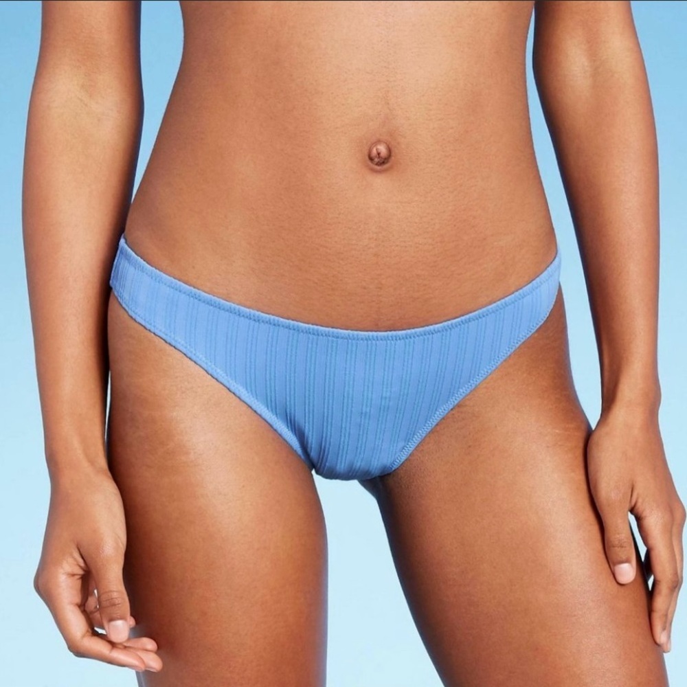 NWT Blue Ribbed Bikini Bottom
